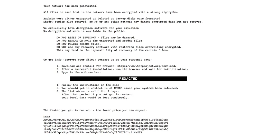 Ví dụ về thông báo ransomware yêu cầu người dùng thanh toán để gỡ bỏ virus.