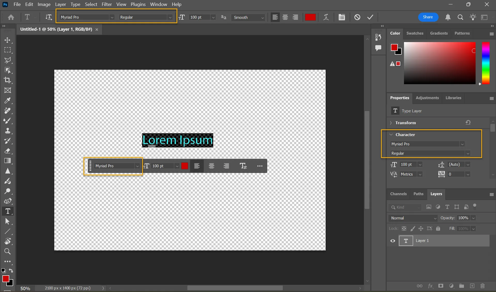 Vị trí truy cập Trình duyệt phông chữ Adobe Photoshop
