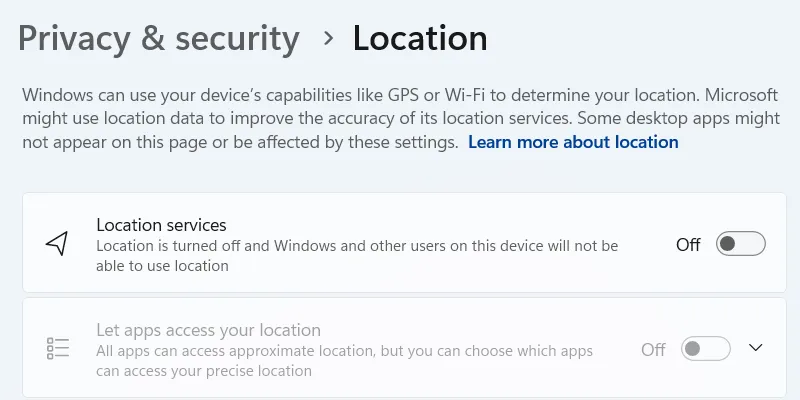 Vô hiệu hóa dịch vụ định vị trên Windows 11 để tăng cường quyền riêng tư