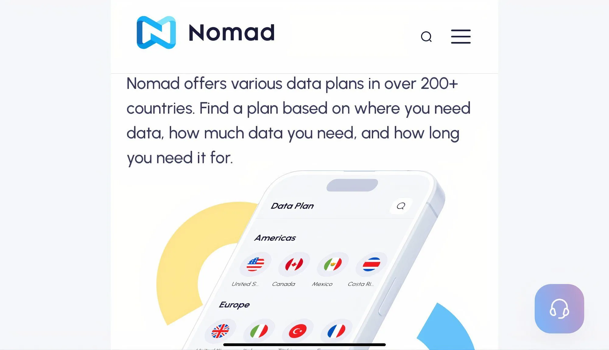 Website Nomad hiển thị các gói eSIM giá trị tốt cho du khách
