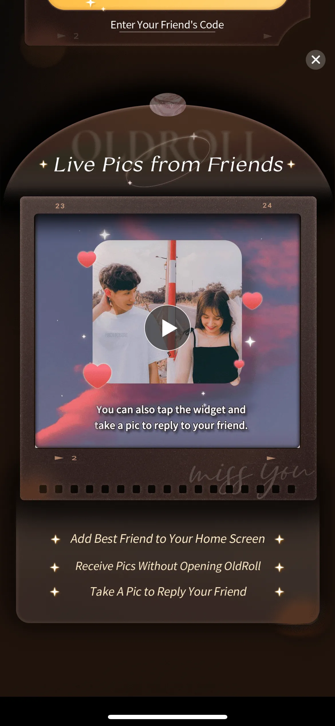 Widget &quot;Post Office&quot; của OldRoll hiển thị trên màn hình chính điện thoại, cho phép chia sẻ ảnh film kỹ thuật số
