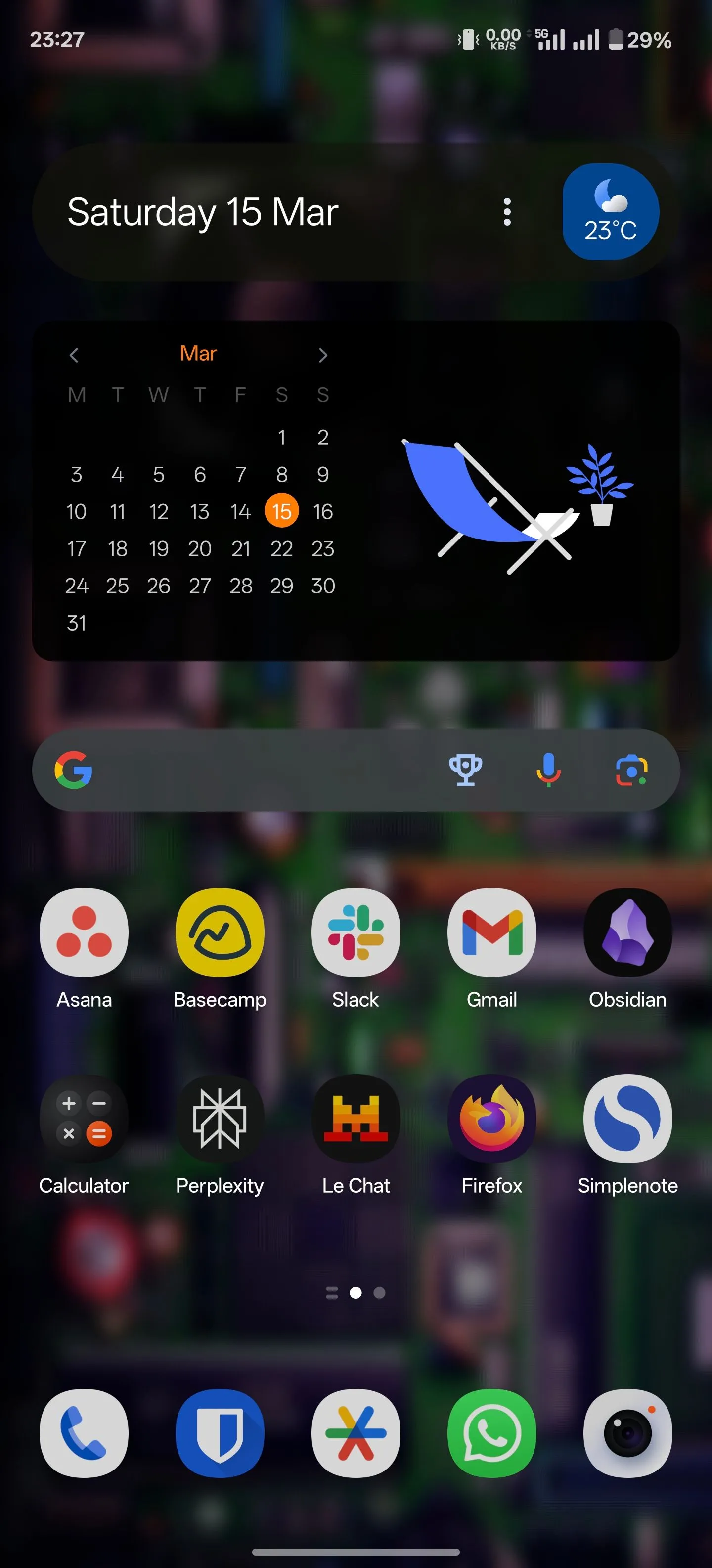Widget tìm kiếm Google trên màn hình chính Android, hiển thị nút phím tắt Thể thao đã được thêm vào để truy cập nhanh