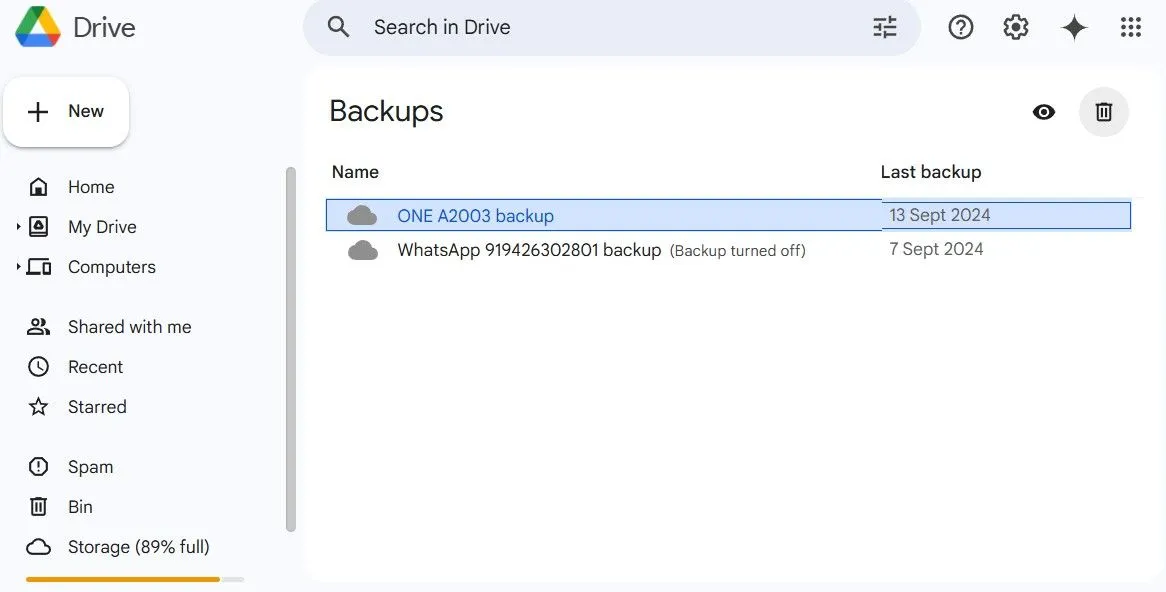Xóa các bản sao lưu điện thoại cũ trên Google Drive