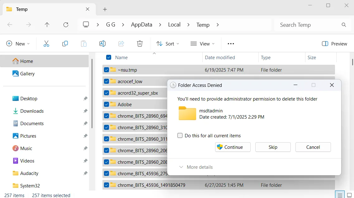 Xóa các tệp tạm thời từ thư mục Temp trên Windows