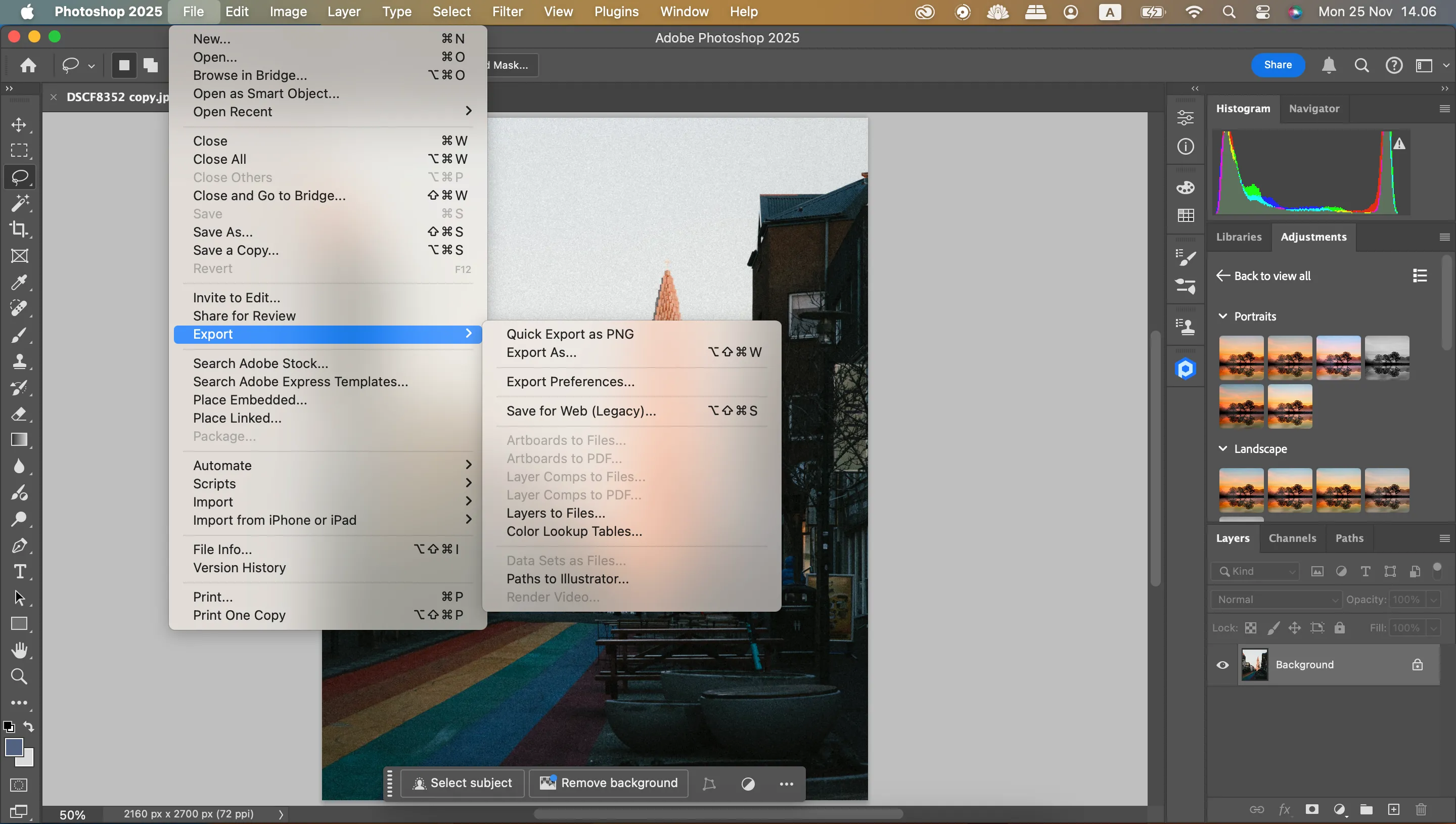 Xuất file Photoshop nhanh chóng dưới định dạng JPEG hoặc PNG
